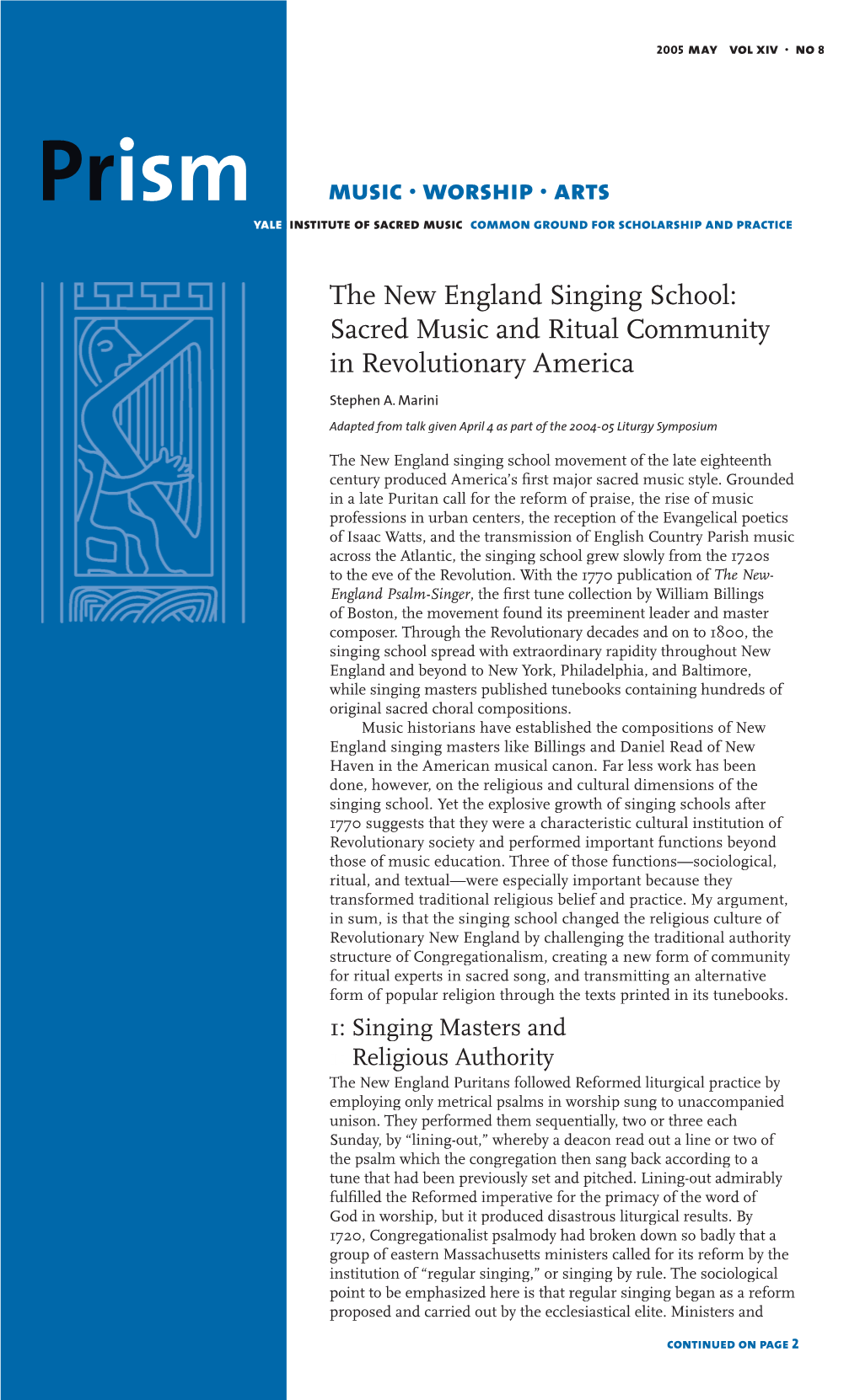 Worship · Arts the New England Singing School