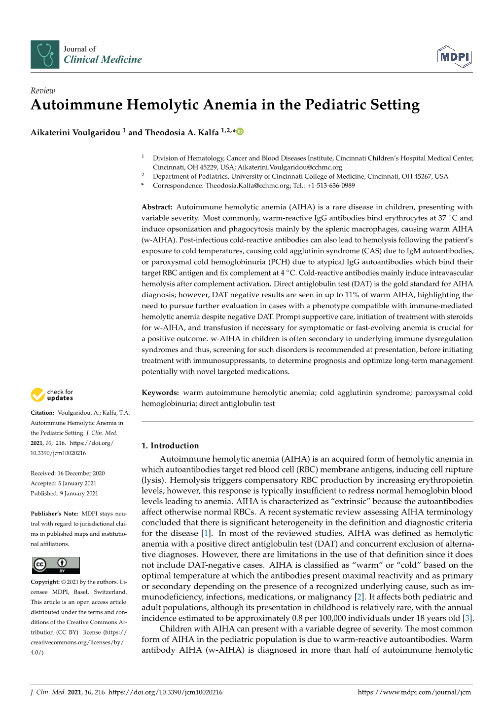 Autoimmune Hemolytic Anemia in the Pediatric Setting