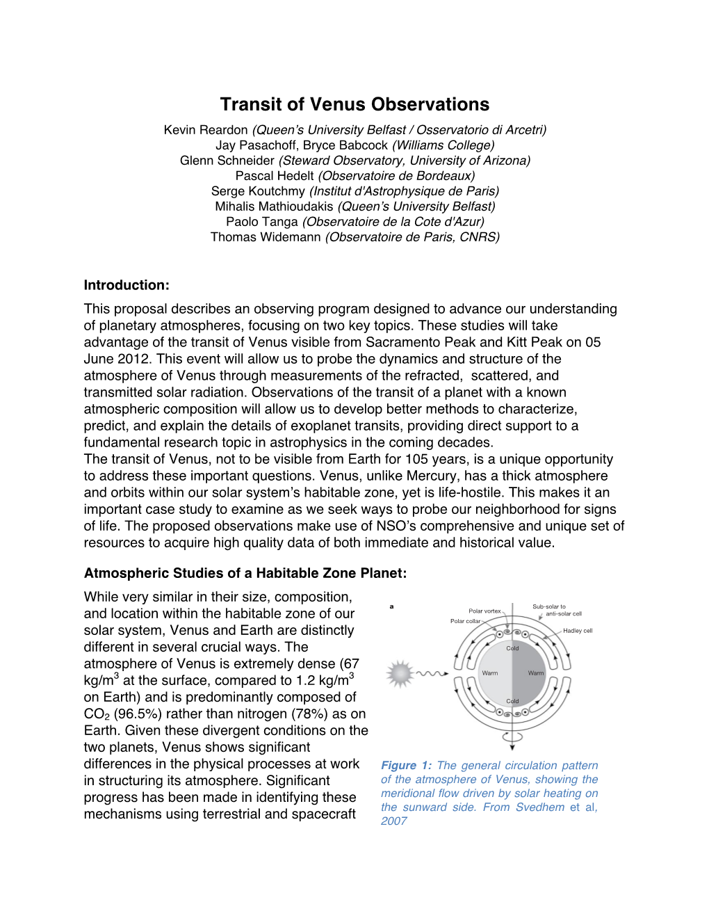 Transit of Venus Observations