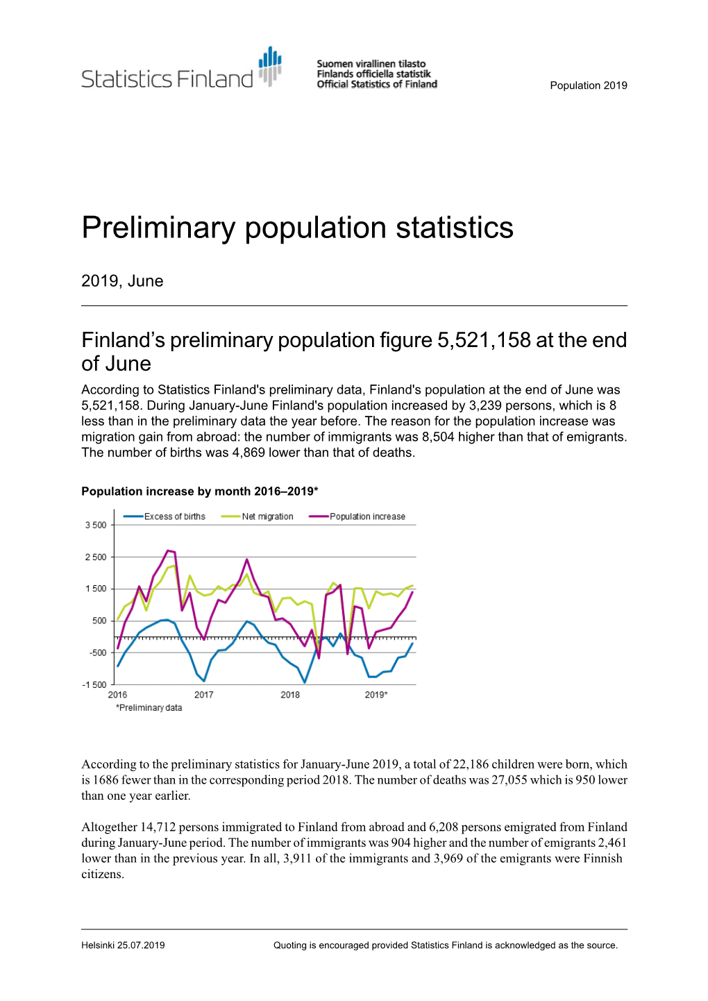 Preliminary Population Statistics 2019, June
