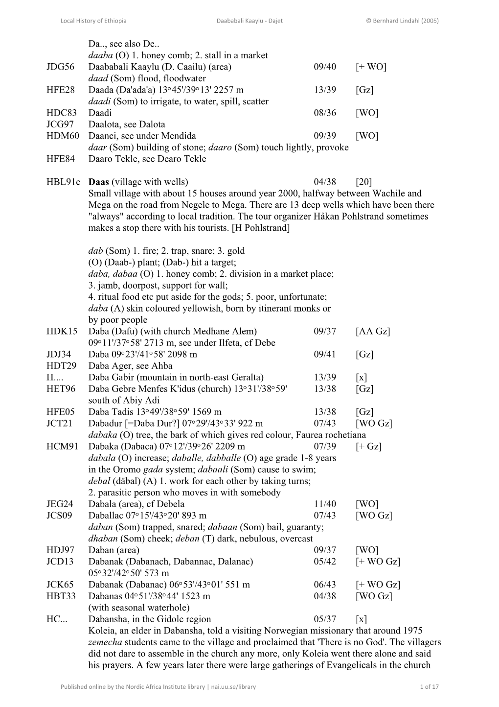 Local History of Ethiopia Daababali Kaaylu - Dajet © Bernhard Lindahl (2005)