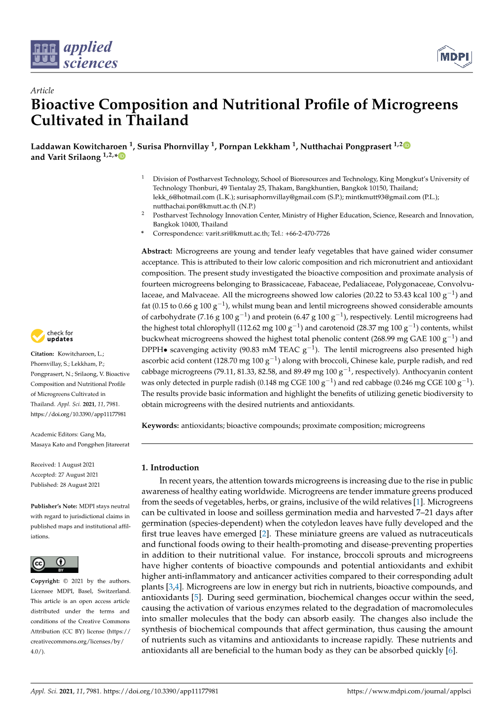 Bioactive Composition and Nutritional Profile of Microgreens Cultivated In