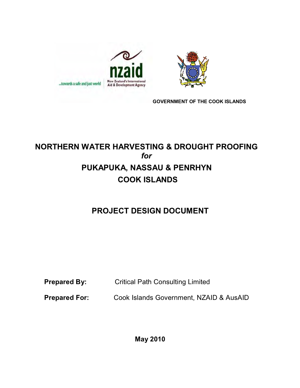 NORTHERN WATER HARVESTING & DROUGHT PROOFING for PUKAPUKA, NASSAU & PENRHYN COOK ISLANDS PROJECT DESIGN DOCUMENT