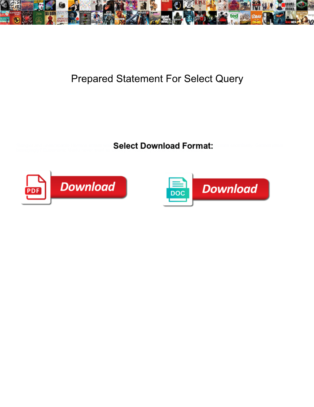 Prepared Statement for Select Query