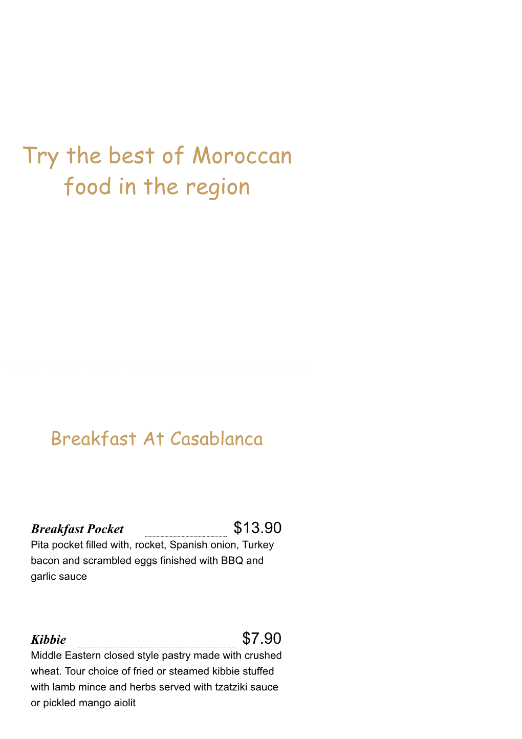 Try the Best of Moroccan Food in the Region