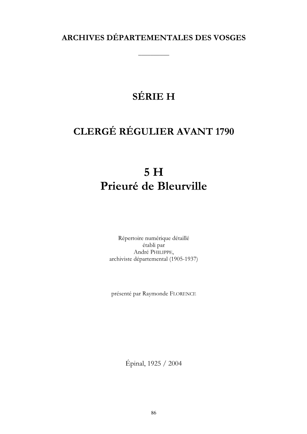 5 H Prieuré De Bleurville