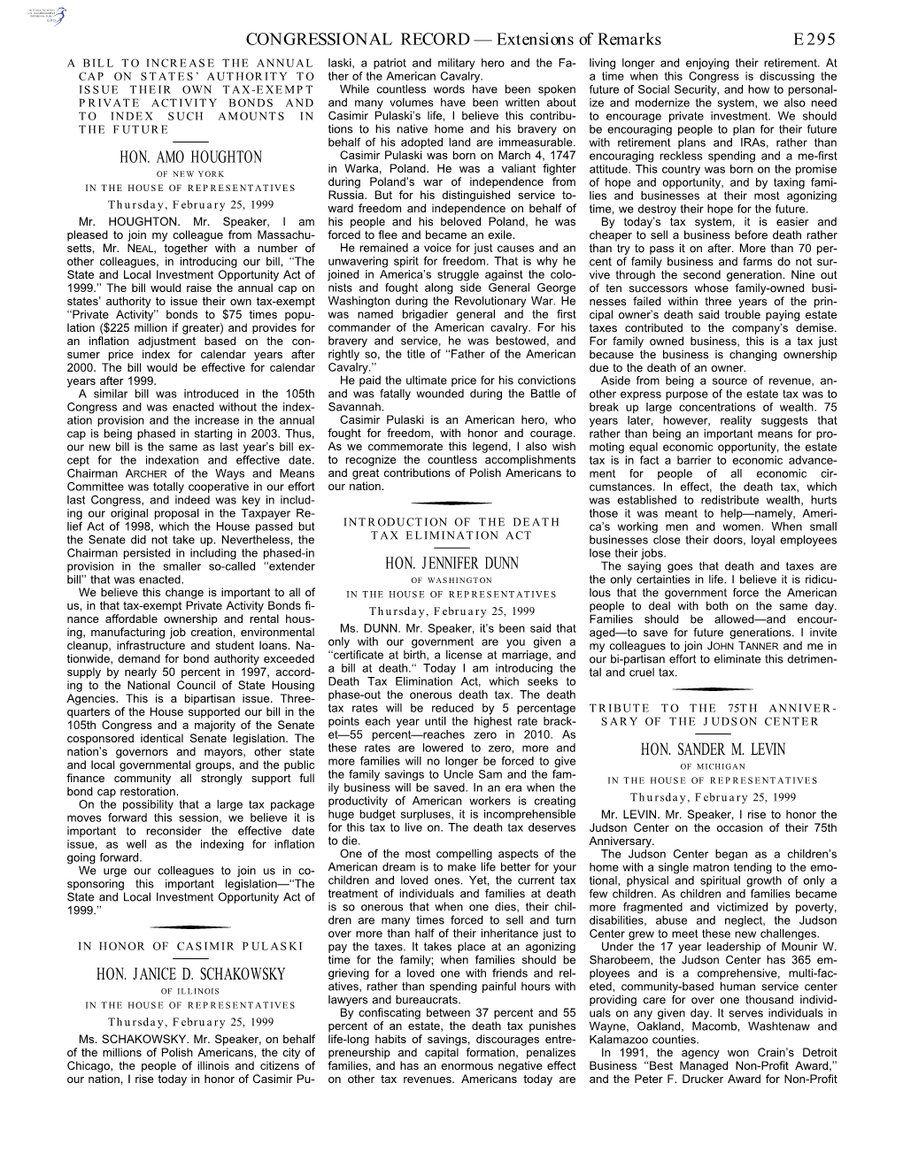 CONGRESSIONAL RECORD— Extensions of Remarks E295 HON