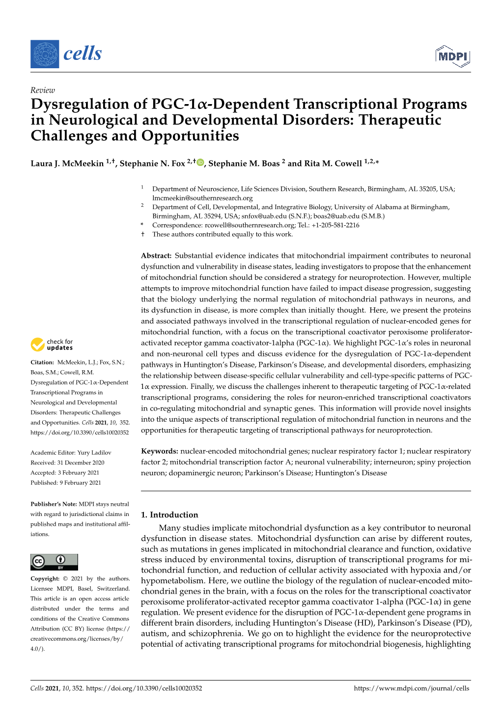 Dysregulation of PGC-1Α-Dependent Transcriptional Programs in Neurological and Developmental Disorders: Therapeutic Challenges and Opportunities