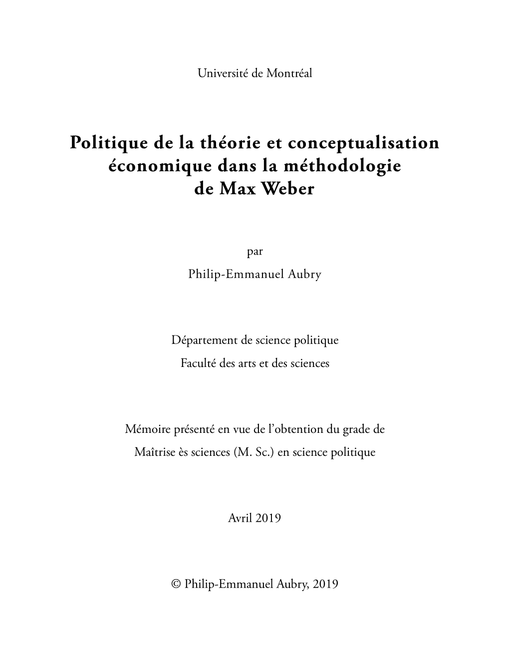 Politique De La Théorie Et Conceptualisation Économique Dans La Méthodologie De Max Weber