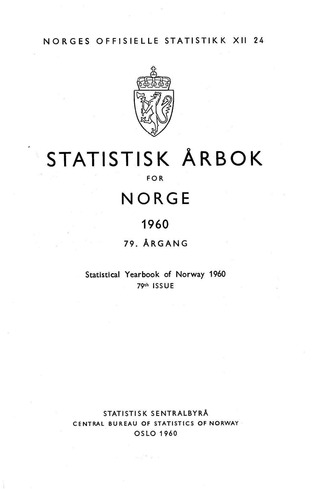 Statistisk ￥Rbok 1960