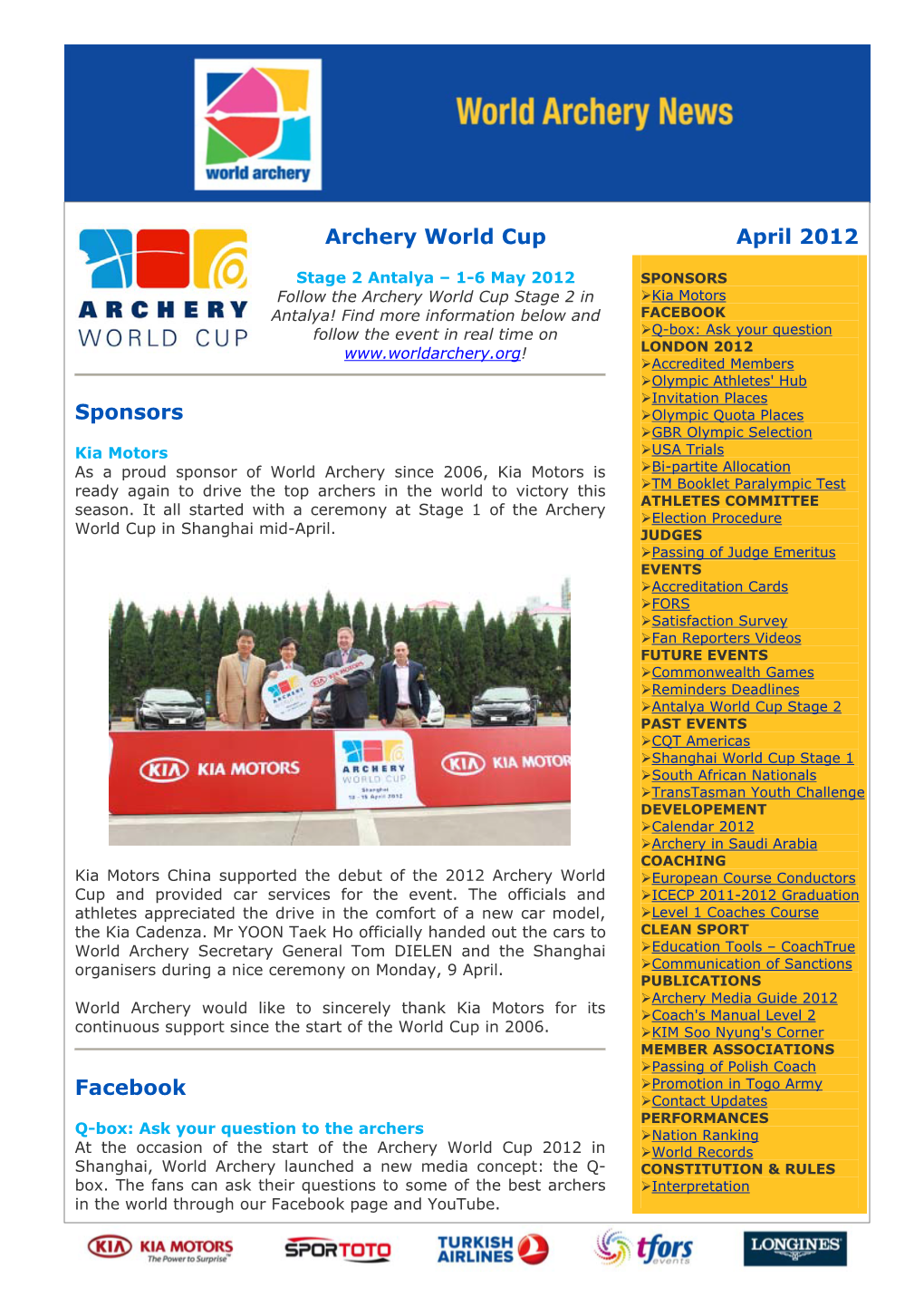 Archery World Cup Sponsors Facebook April 2012