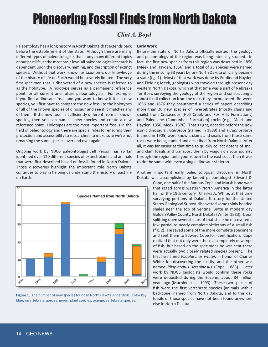 Pioneering Fossil Finds from North Dakota Clint A