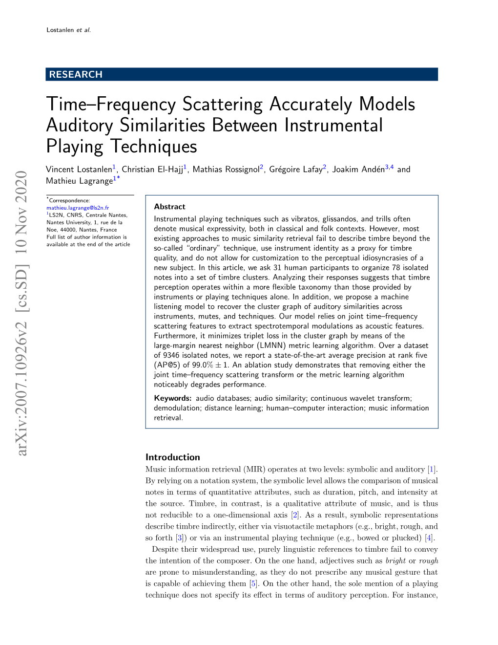 Download the Scattering.M Library: [6]Link to Orchidea Software and Orchideasol Dataset: Lostanlen Et Al