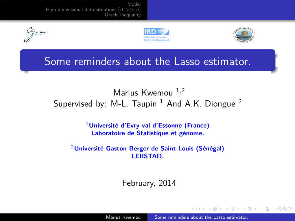 Some Reminders About the Lasso Estimator