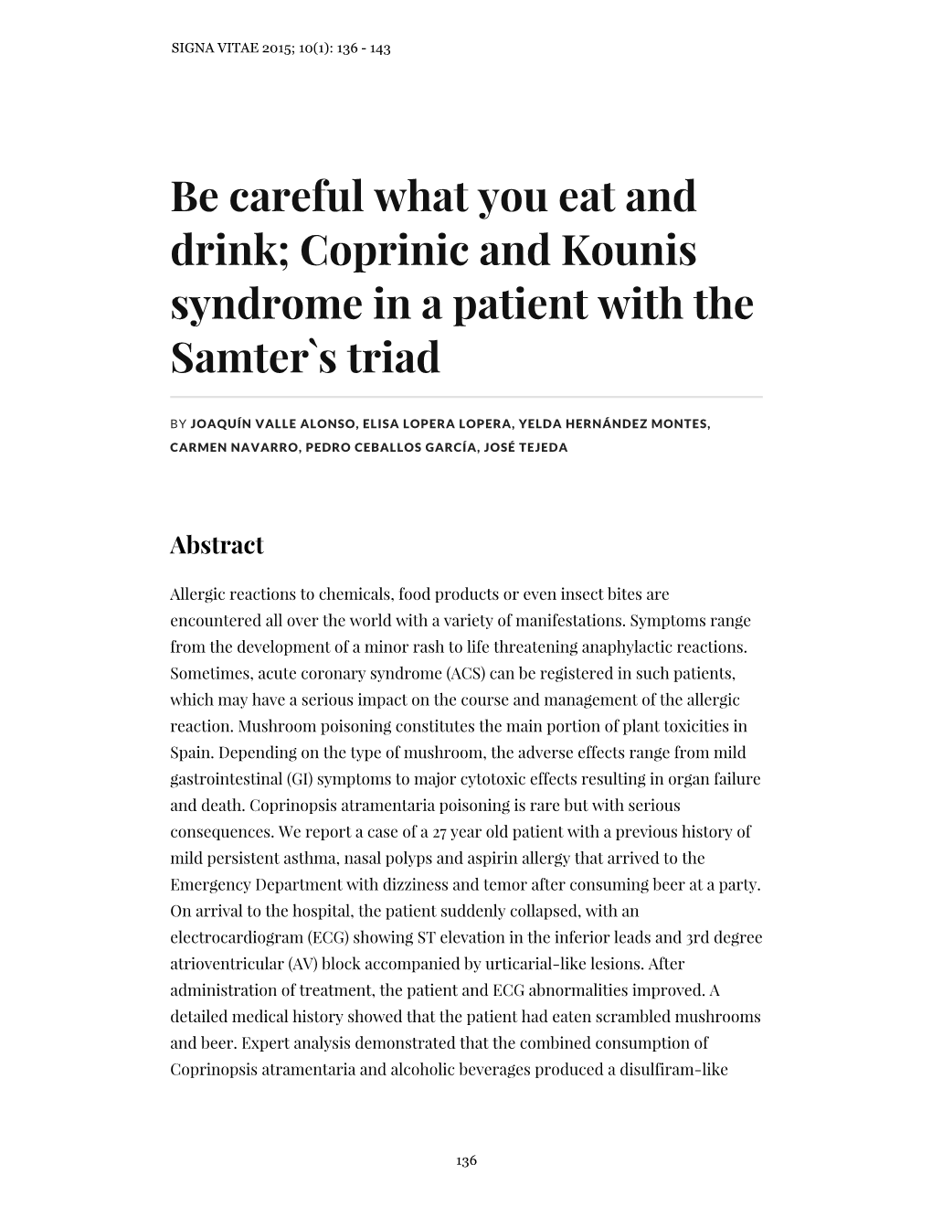 Coprinic and Kounis Syndrome in a Patient with the Samter`S Triad