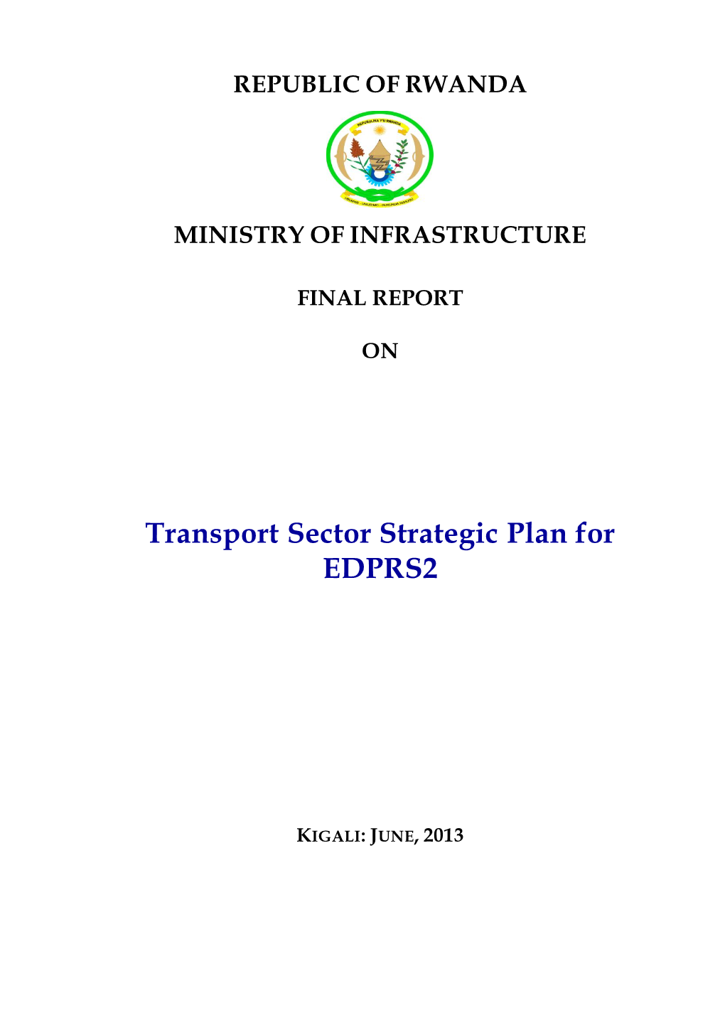 Transport Sector Strategic Plan for EDPRS2