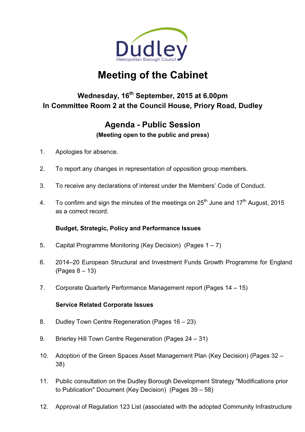 Meeting of the Cabinet