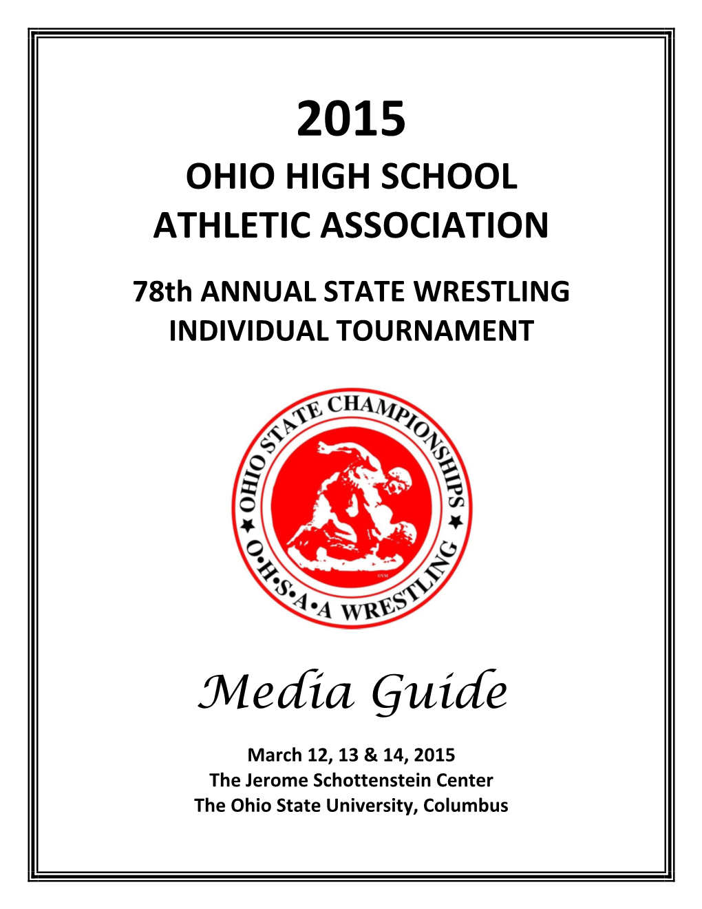 Ohio High School Wrestling Coaches Association 2015 Special Award Winners