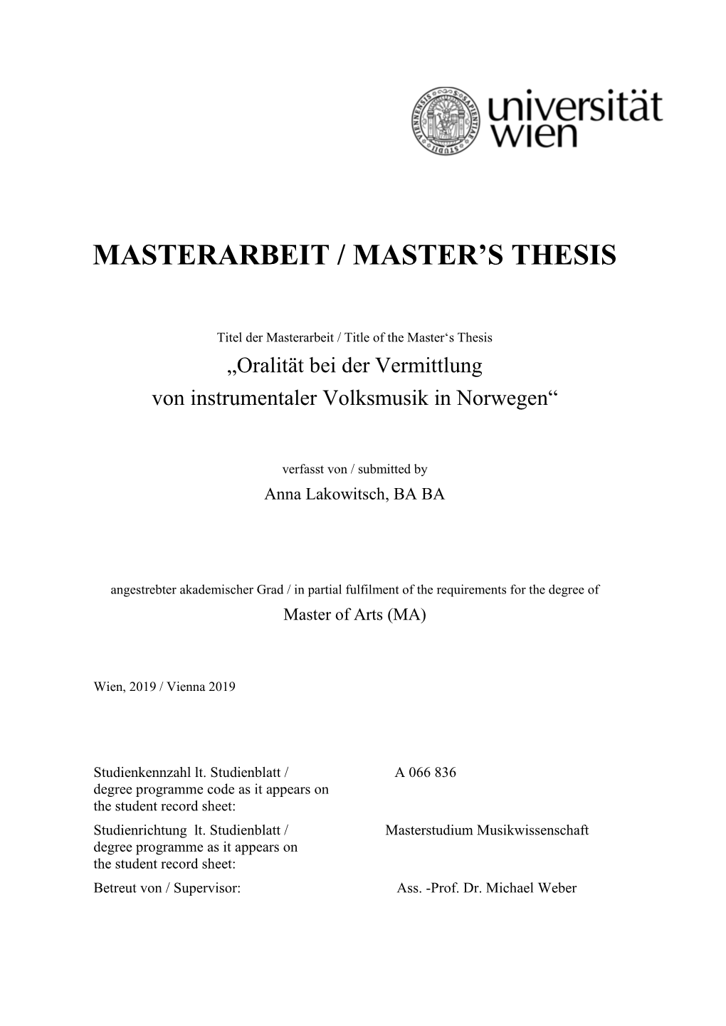 Masterarbeit / Master's Thesis