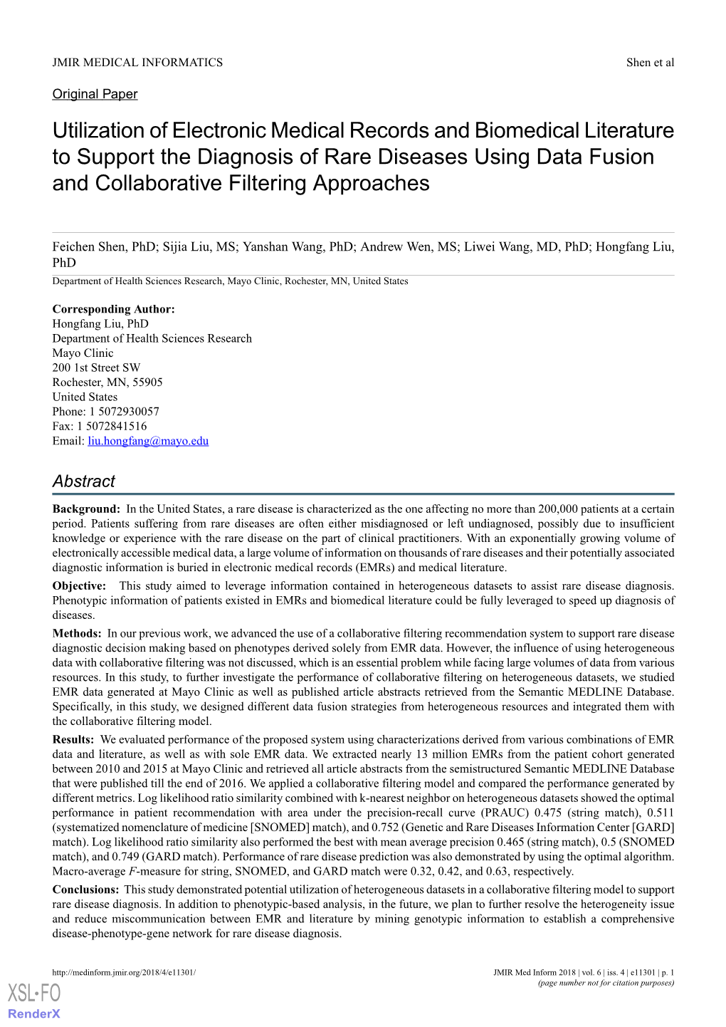 Utilization of Electronic Medical Records and Biomedical Literature to Support the Diagnosis of Rare Diseases Using Data Fusion and Collaborative Filtering Approaches