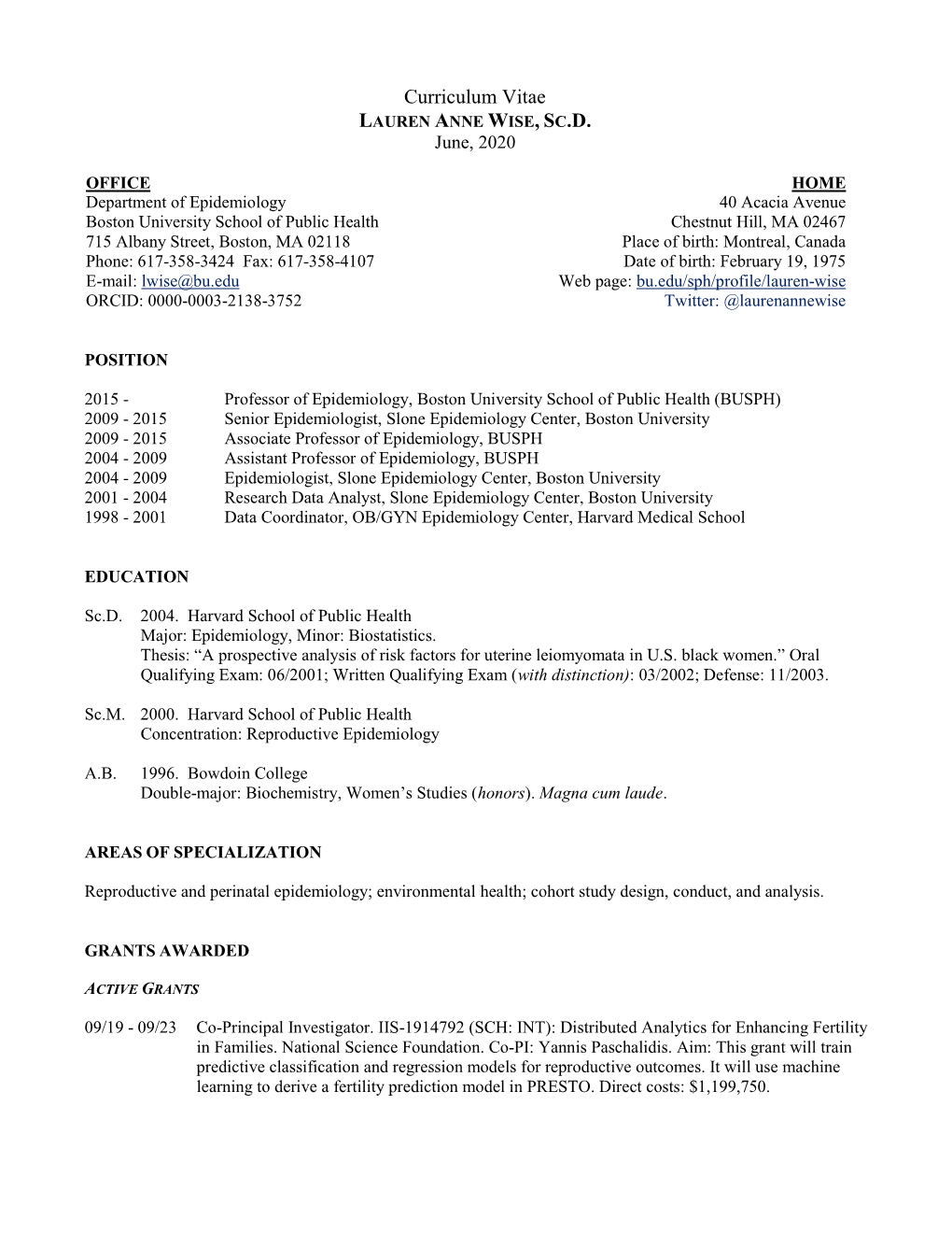 Lauren Wise's CV