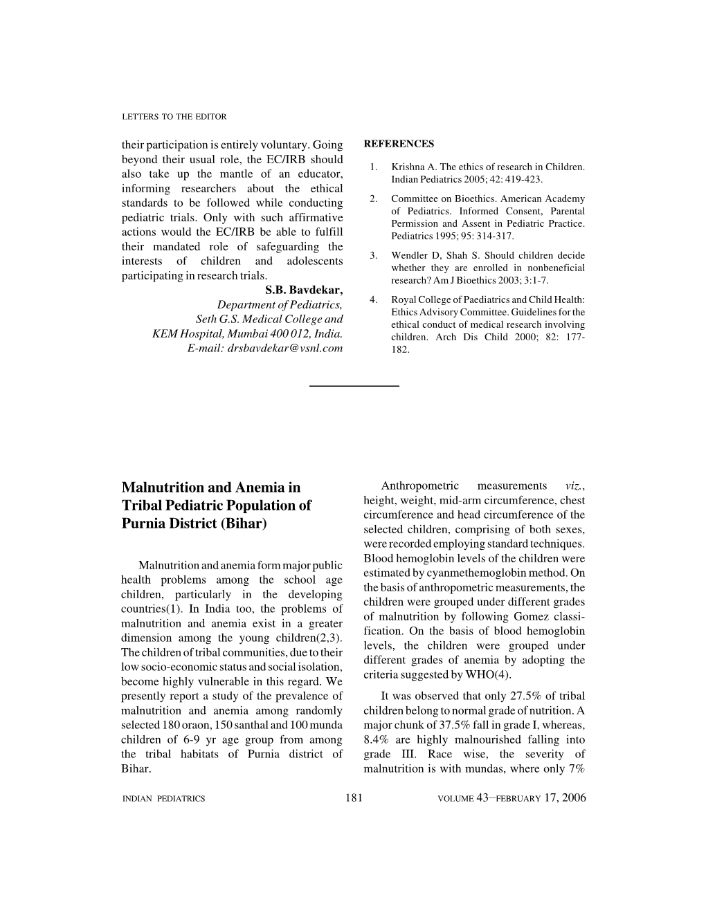 Malnutrition and Anemia in Tribal Pediatric Population of Purnia District