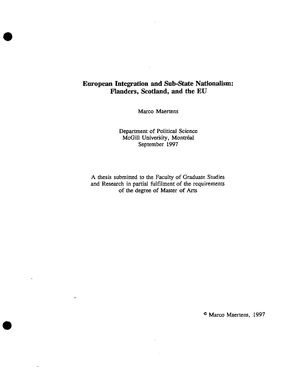 European Integration and Substate Nationalism: Flanders, Scotland, and the EU