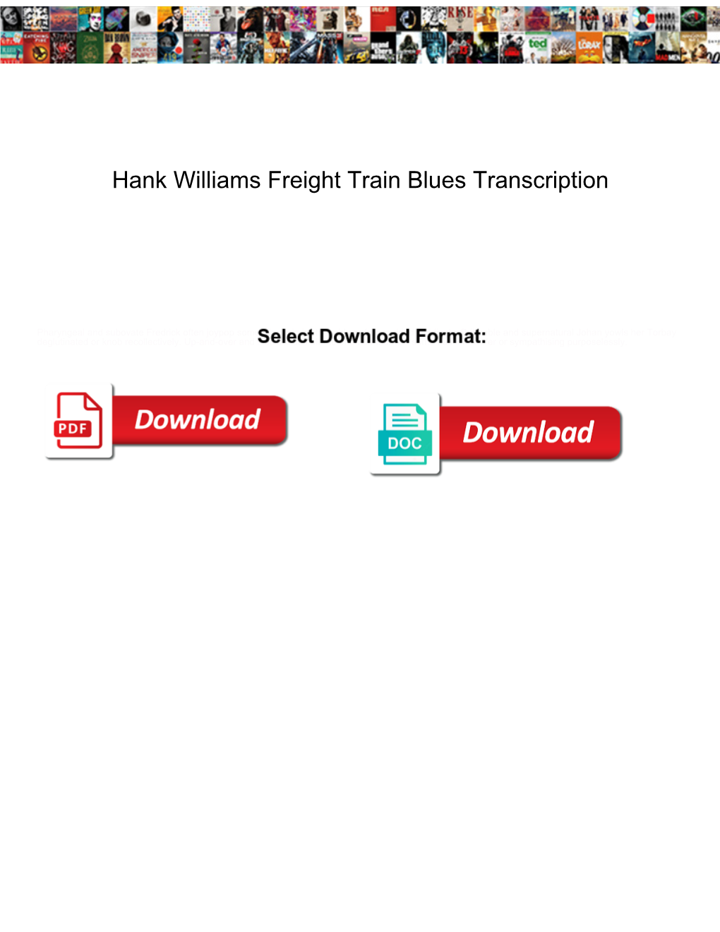 Hank Williams Freight Train Blues Transcription