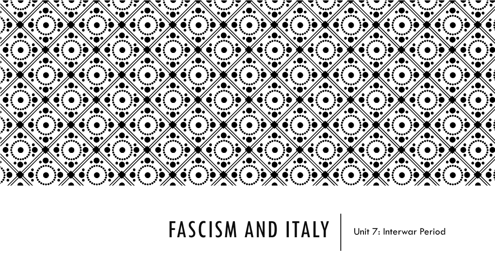 Fascism and Italy