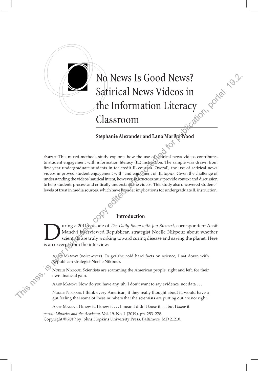 Satirical News Videos in the Information Literacy Classroom