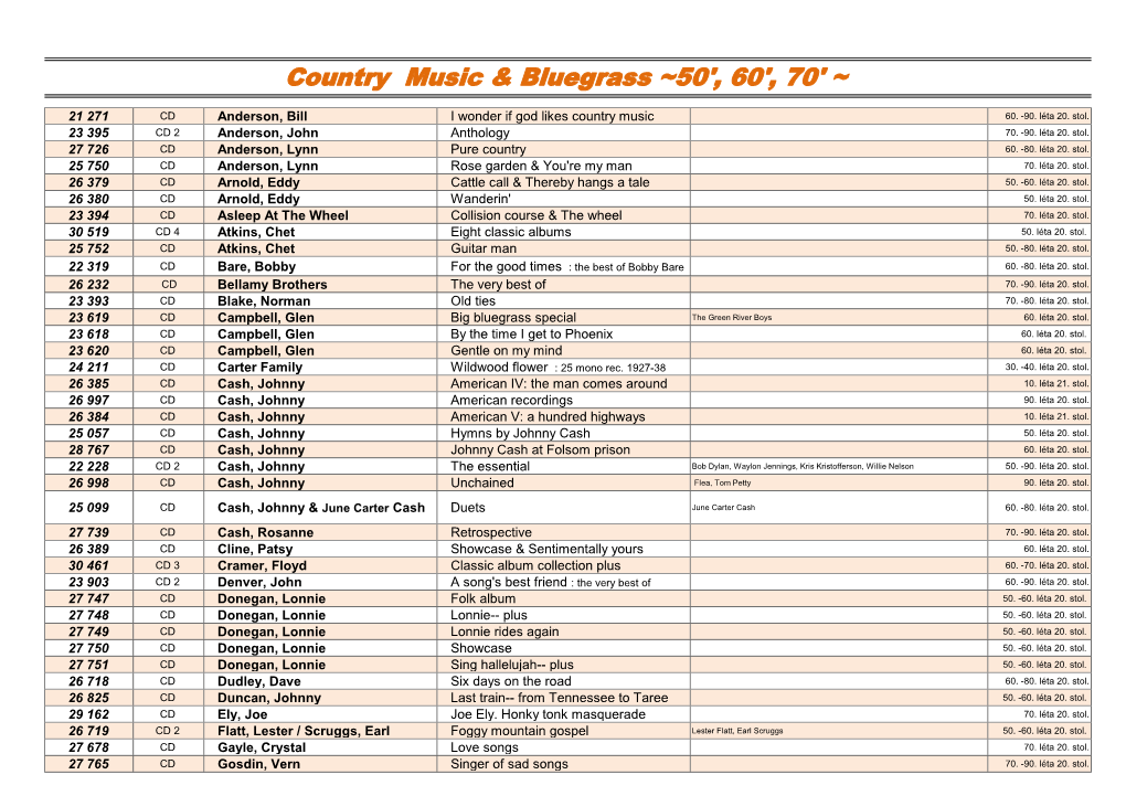 Country Music & Bluegrass ~50', 60'