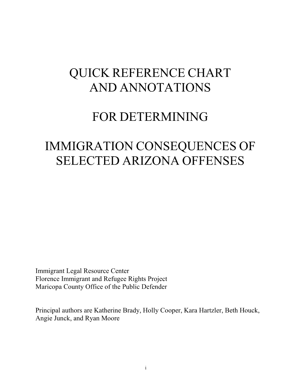 Arizona Offenses Rendering Noncitizens Deportable