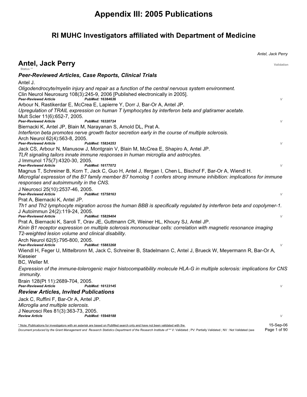 Appendix III: 2005 Publications