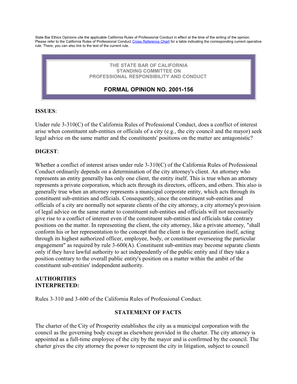 State Bar Ethics Opinions Cite the Applicable California Rules of Professional Conduct