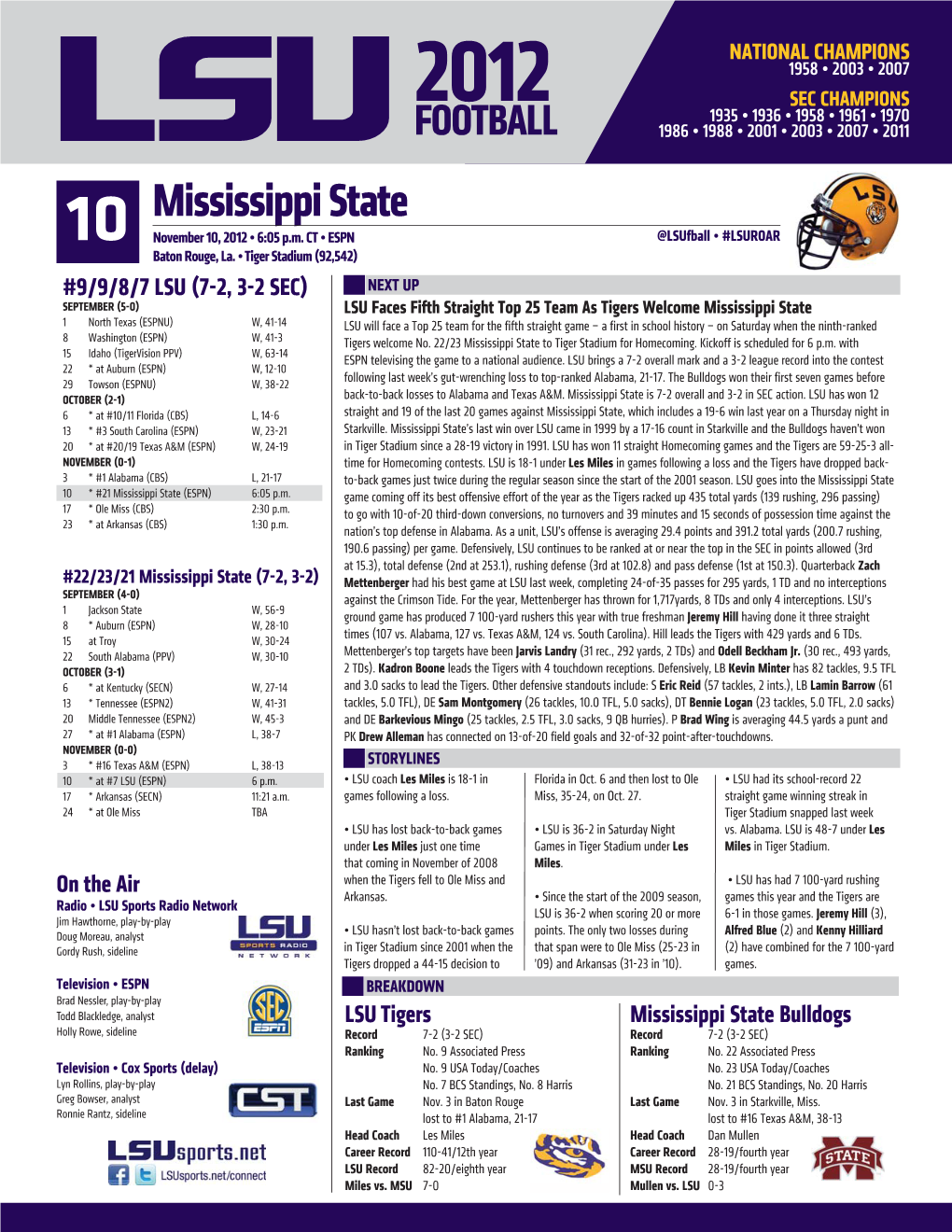 Game 10 Notes Vs. Mississippi State.Indd