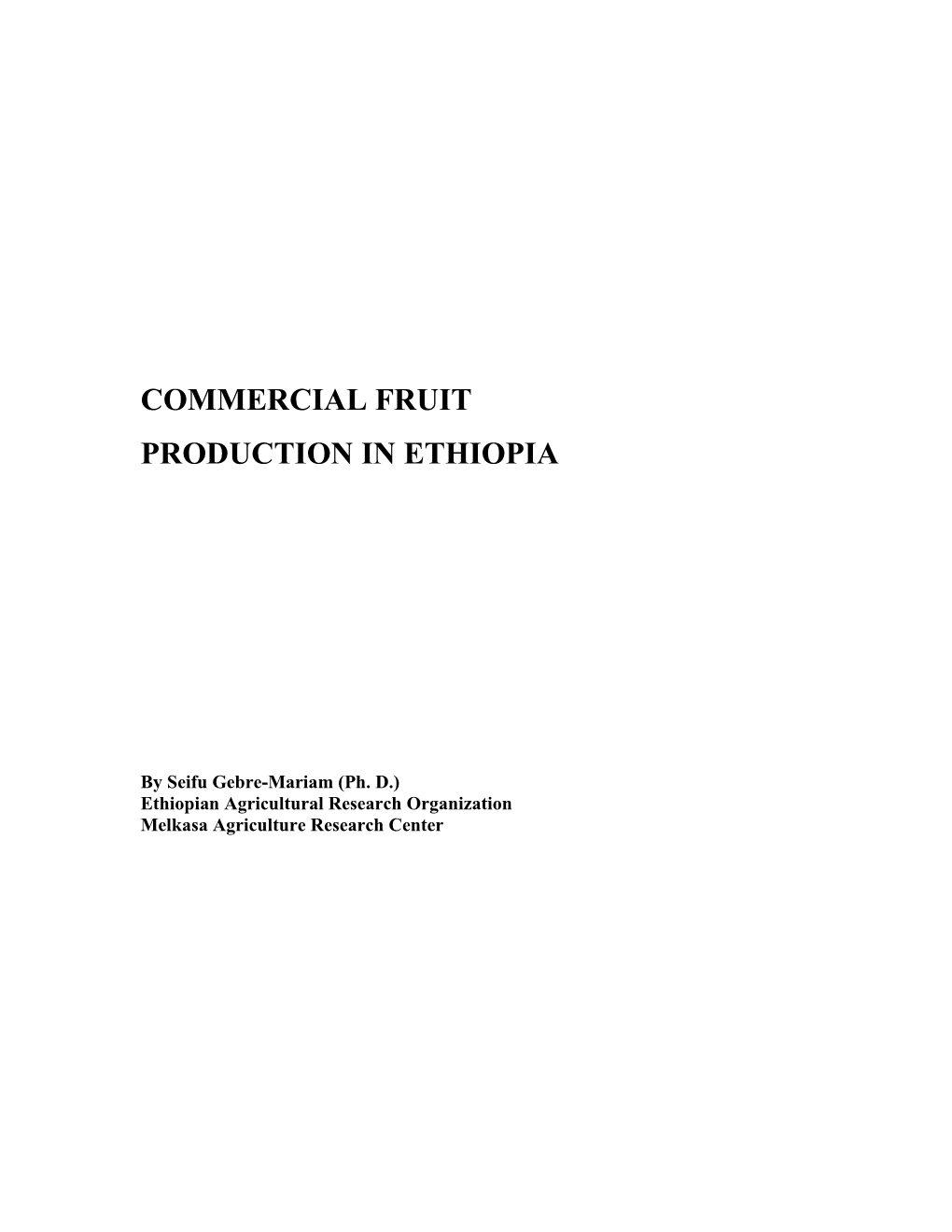 Commercial Fruit Production in Ethiopia