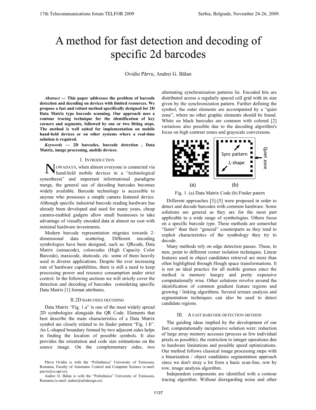 A Method for Fast Detection and Decoding of Specific 2D Barcodes