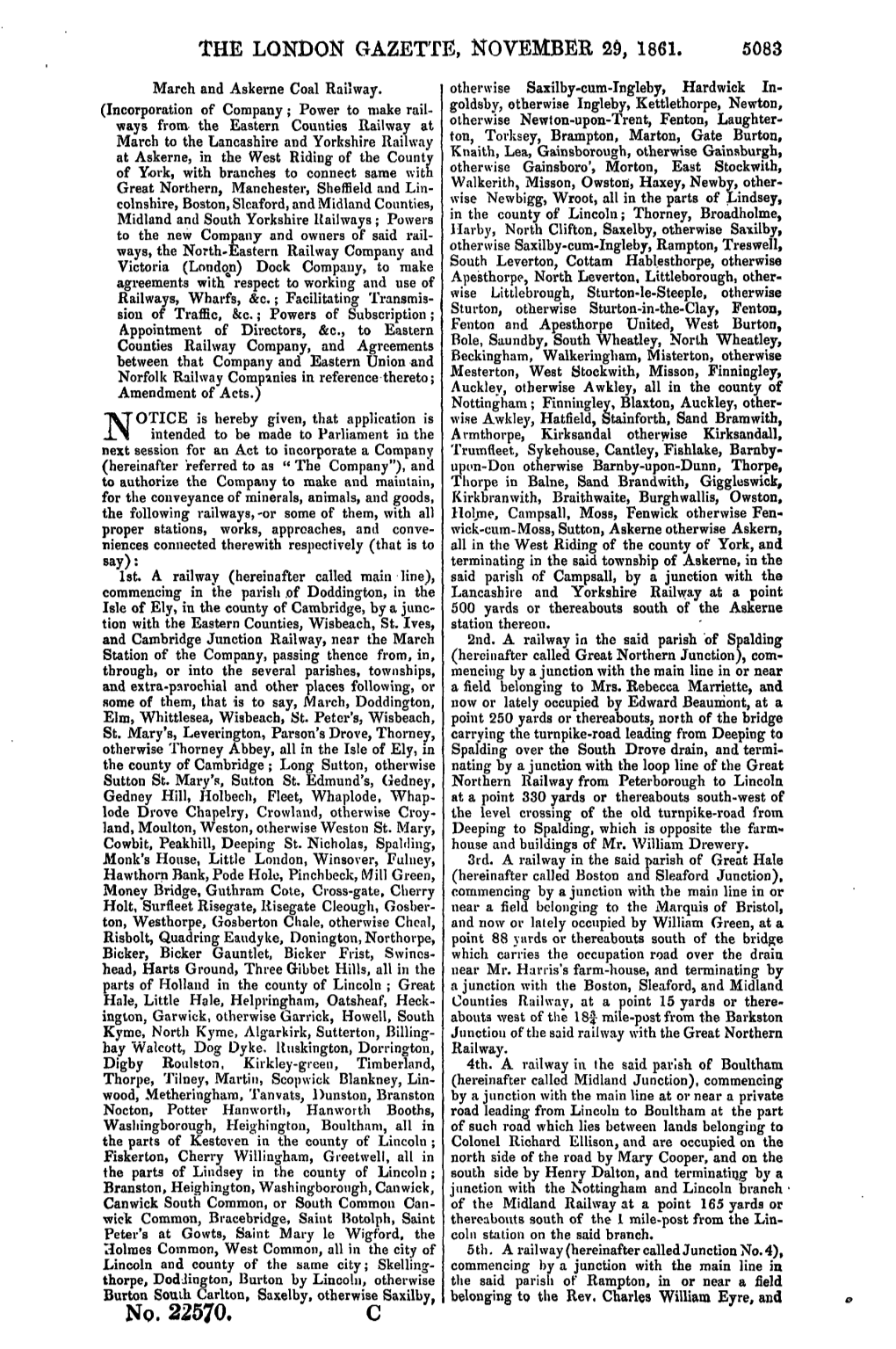 THE LONDON GAZETTE, NOVEMBER 29, 1861. No. 22570, C