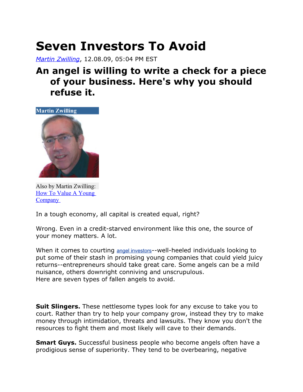 Seven Investors to Avoid