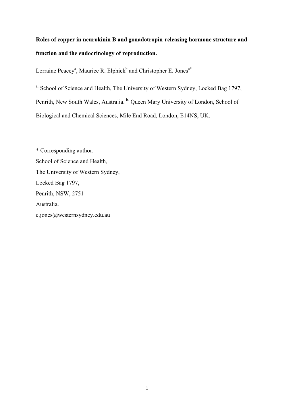 Roles of Copper in Neurokinin B and Gonadotropin-Releasing Hormone Structure and Function and the Endocrinology of Reproduction