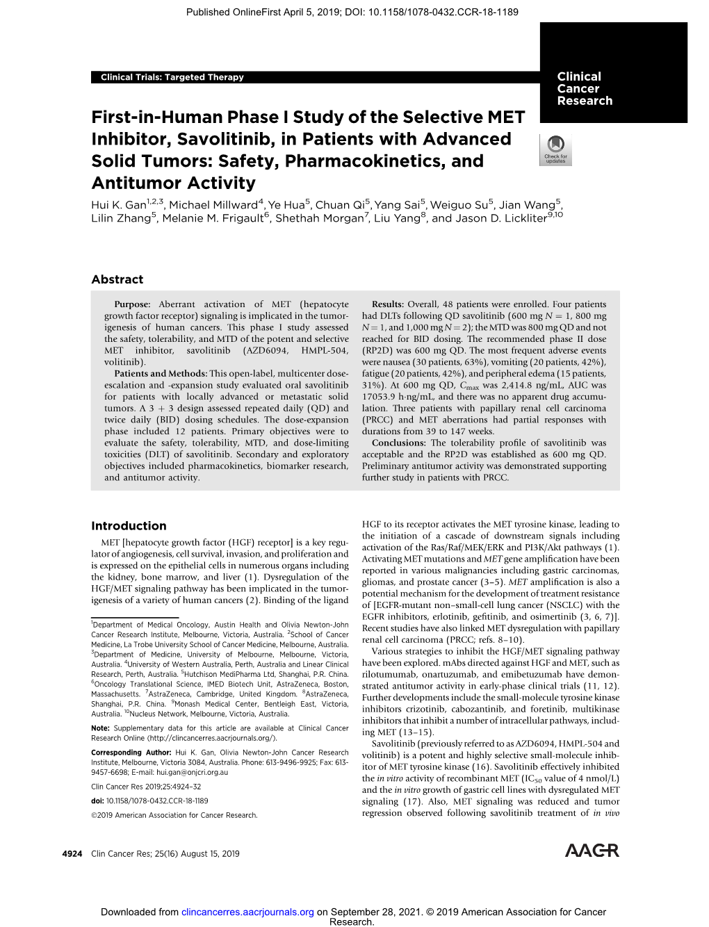 First-In-Human Phase I Study of The