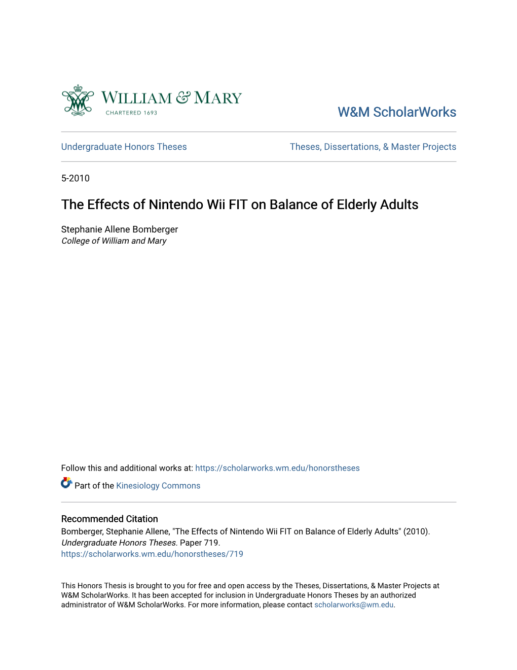 The Effects of Nintendo Wii FIT on Balance of Elderly Adults