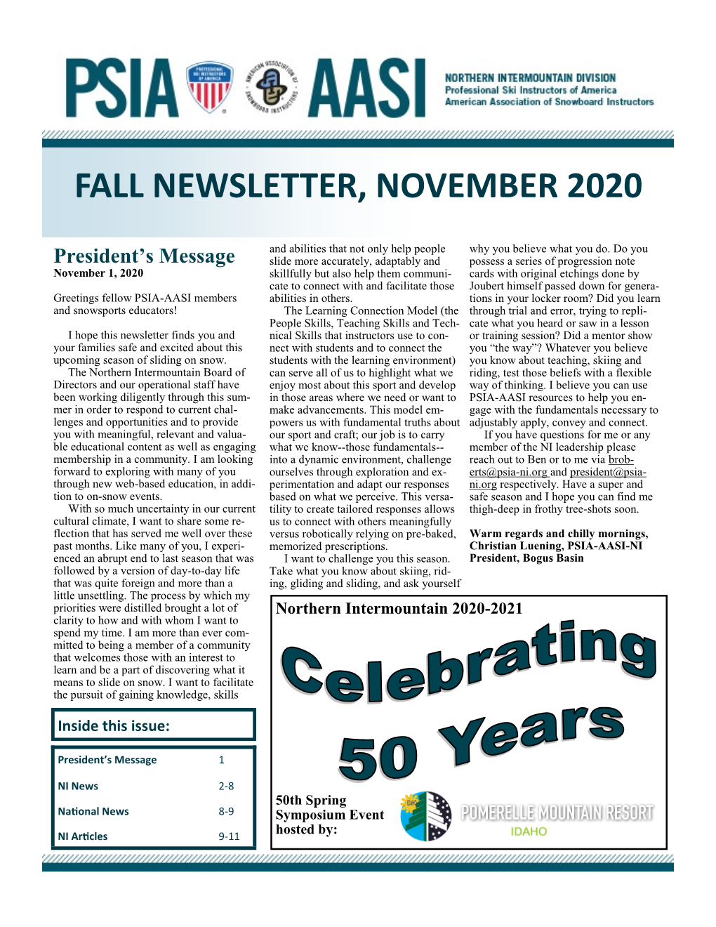 Northern Intermountain Fall Newsletter 2020