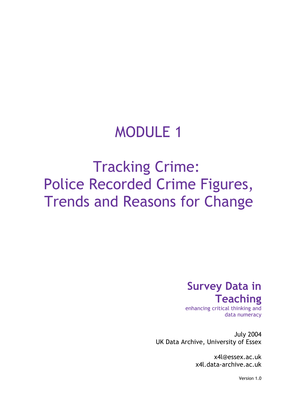 Module 1 : Tracking Crime