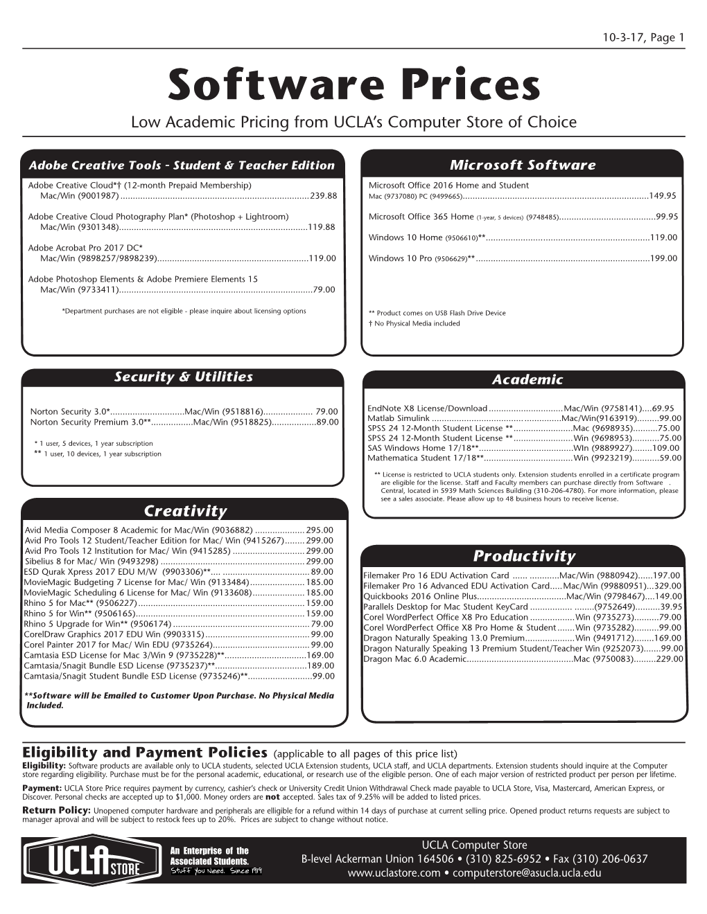 Software Prices Low Academic Pricing from UCLA’S Computer Store of Choice