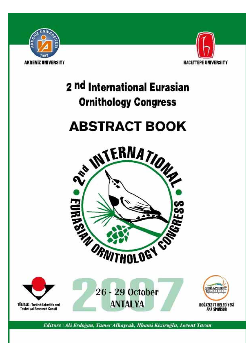 2Nd International Eurasian Ornithology Congress