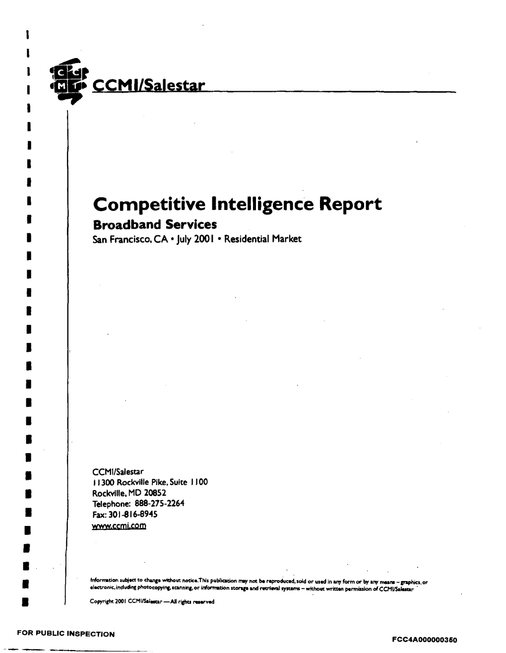 Ccml/Salestar I TABLE of CONTENTS I Executive Summary