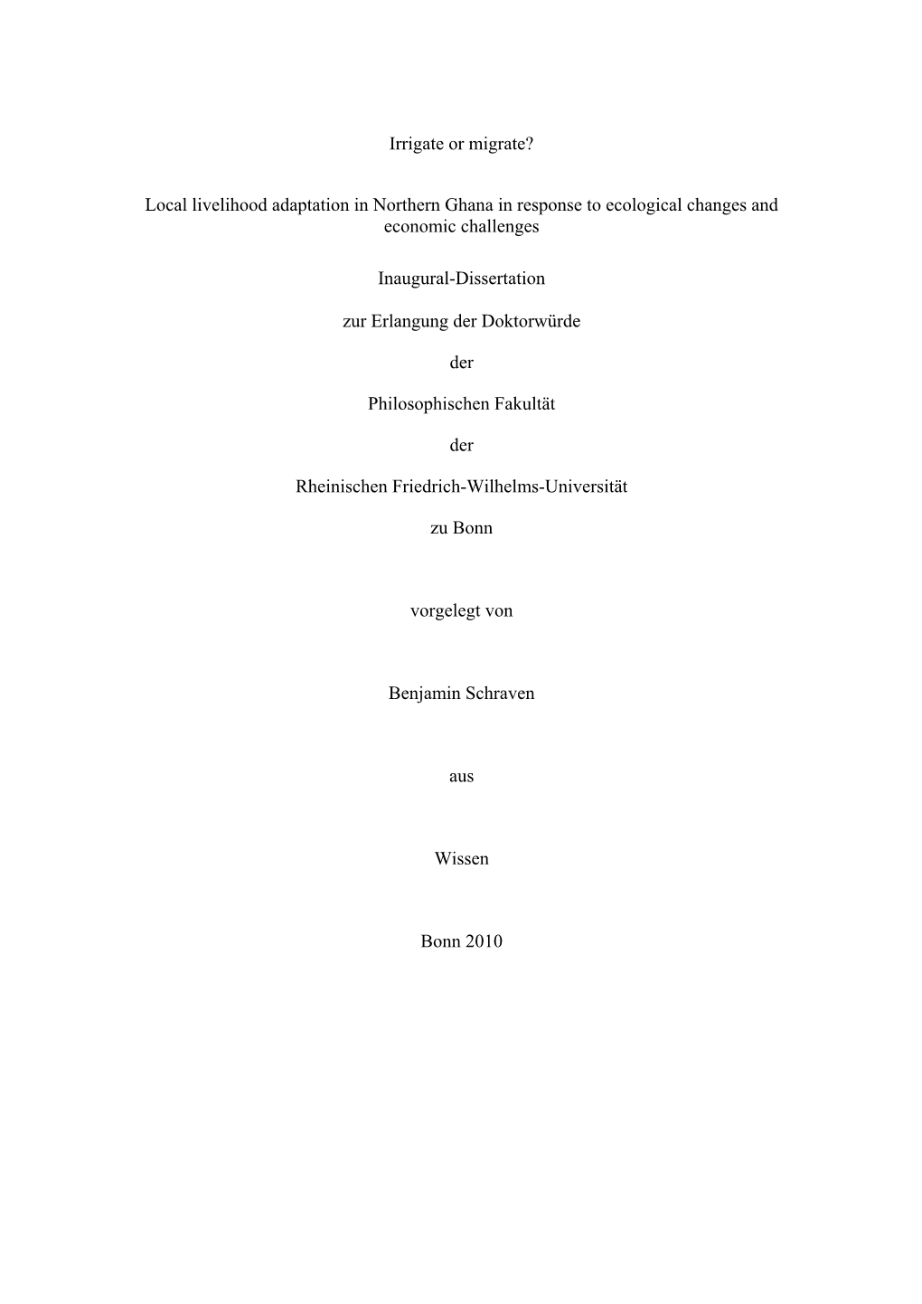 Local Livelihood Adaptation in Northern Ghana in Response to Ecological Changes and Economic Challenges