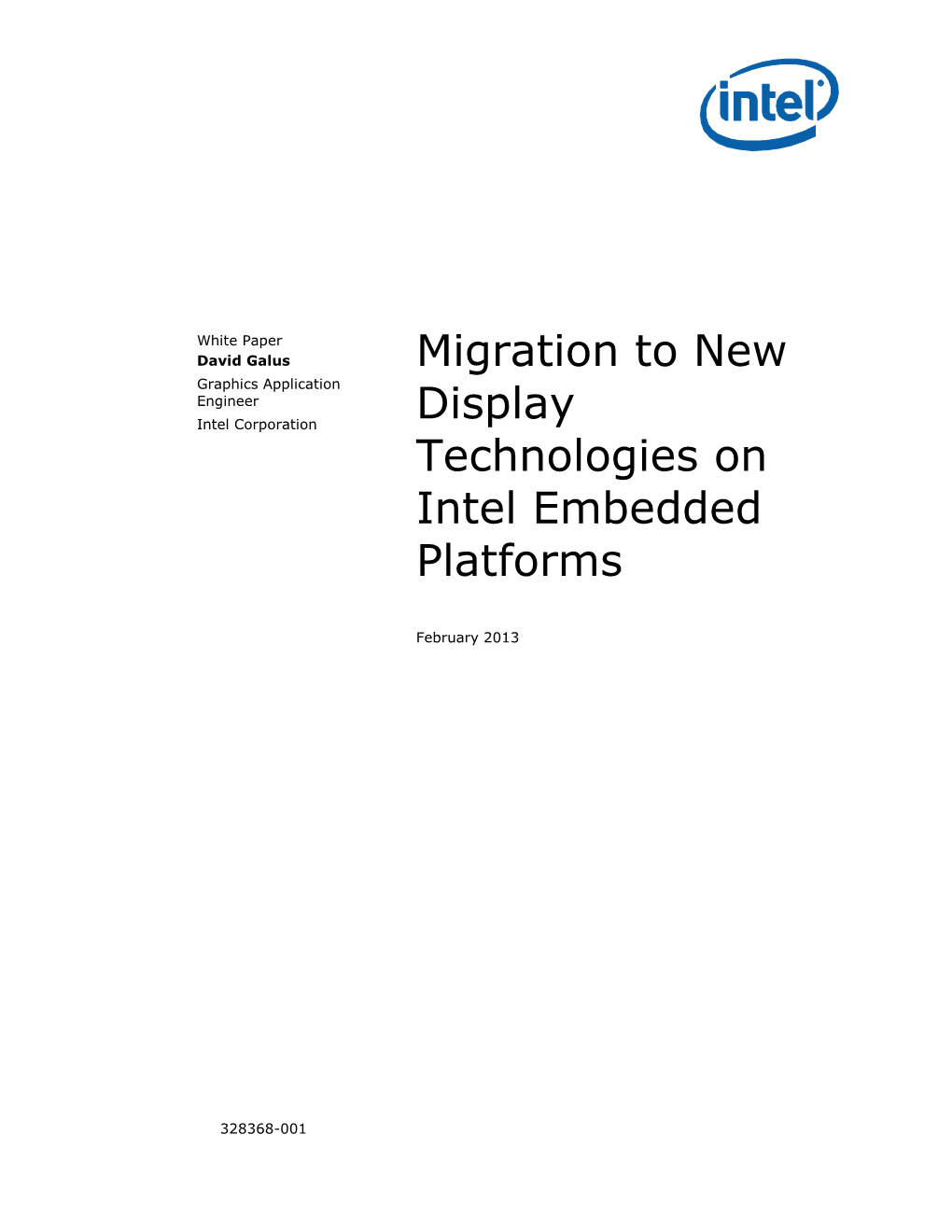 Migration to New Display Technologies on Intel Embedded Platforms White Paper