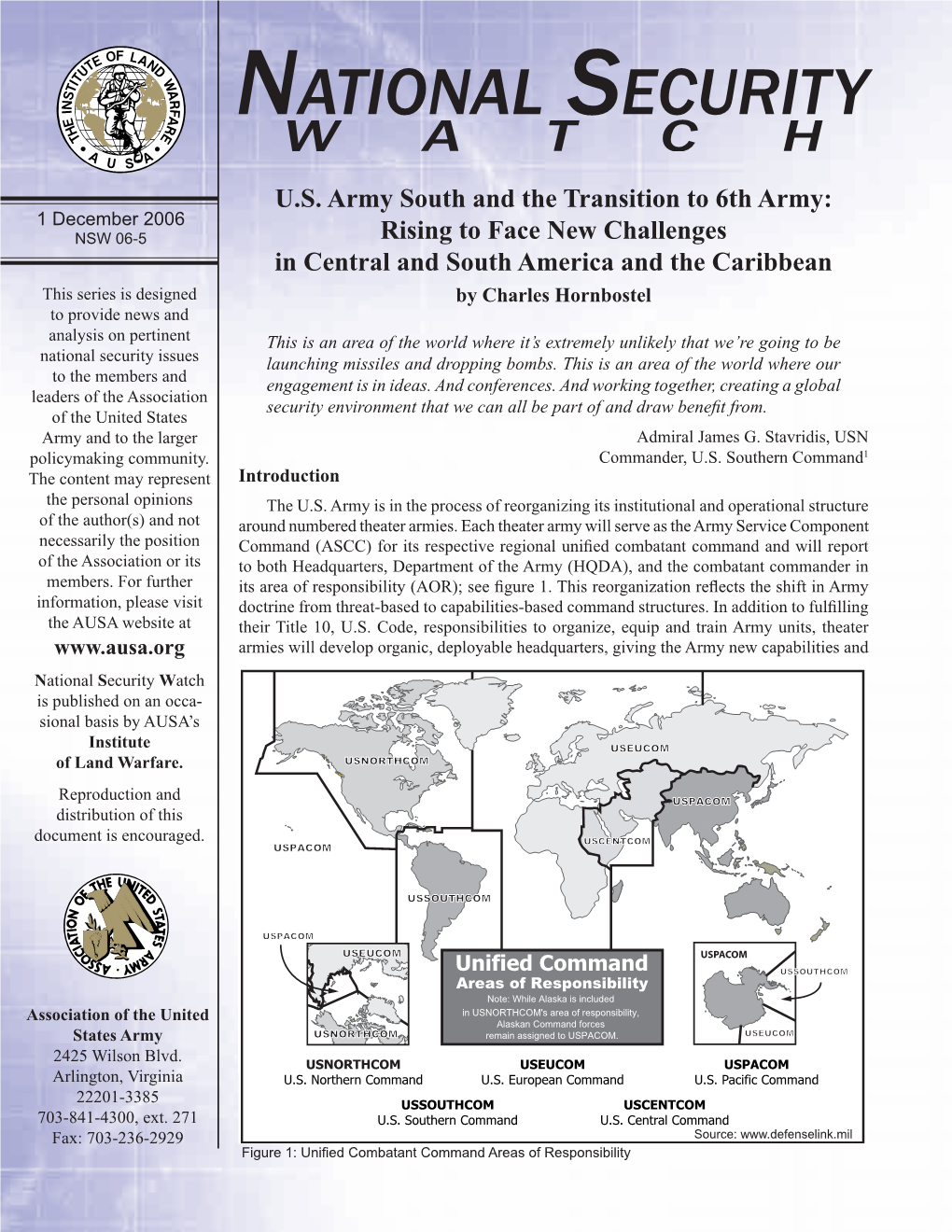 US Army South and the Transition to 6Th Army